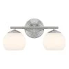 15.5 in. Moon Breeze 2-Light Polished Nickel Retro Modern Bathroom Vanity Light with Etched Opal Glass Shade by Designers Fountain