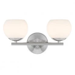 15.5 in. Moon Breeze 2-Light Polished Nickel Retro Modern Bathroom Vanity Light with Etched Opal Glass Shade by Designers Fountain -Designers Fountain Shop polished nickel designers fountain vanity lighting d251h 2b pn c3 1000