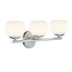24.75 in. Moon Breeze 3-Light Polished Nickel Retro Modern Bathroom Vanity Light with Etched Opal Glass Shades by Designers Fountain