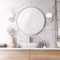 5.5 in. Moon Breeze 1-Light Polished Nickel Retro Modern Wall Mount Sconce Light with Etched Glass Shade by Designers Fountain -Designers Fountain Shop polished nickel designers fountain vanity lighting d251h ws pn c3 1000