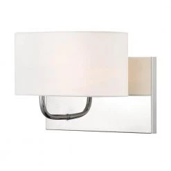10.75 in. Midtown 1-Light Polished Nickel Modern Wall Mount Sconce Light with White Fabric Shade by Designers Fountain -Designers Fountain Shop polished nickel designers fountain vanity lighting d253m ws pn c3 1000