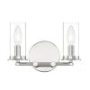 11 in. Hudson Heights 2-Light Polished Nickel Coastal Bathroom Vanity Light with Clear Glass Shades by Designers Fountain