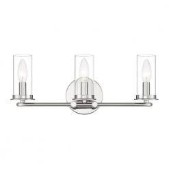 18 in. Hudson Heights 3-Light Polished Nickel Coastal Bathroom Vanity Light with Clear Glass Shades by Designers Fountain -Designers Fountain Shop polished nickel designers fountain vanity lighting d268c 3b pn c3 1000