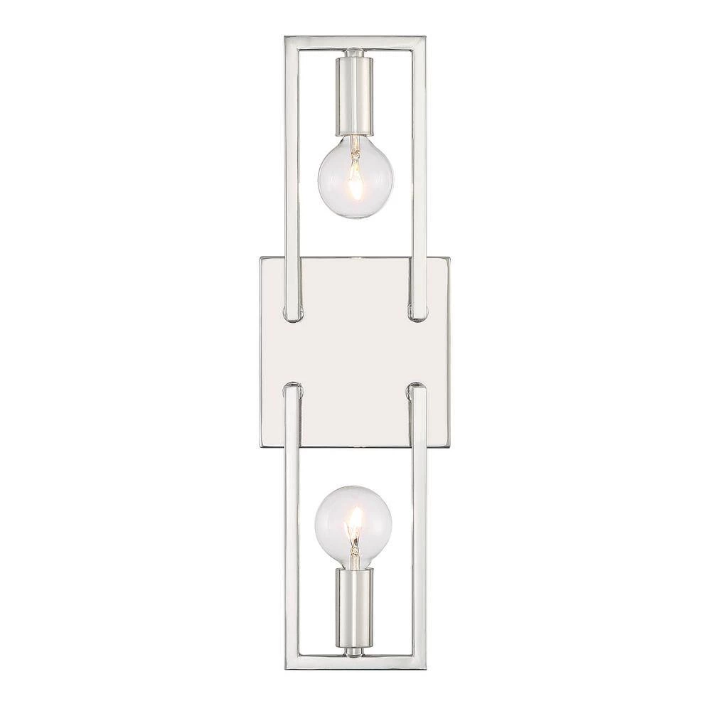 Finni 16 in. 2-Light Polished Nickel Wall Sconce by Designers Fountain 5 Finni 16 in. 2-Light Polished Nickel Wall Sconce by Designers Fountain - Image 3