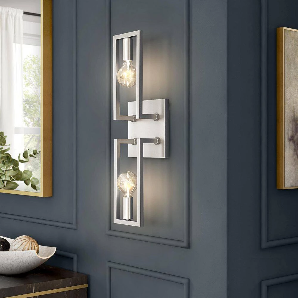Finni 16 in. 2-Light Polished Nickel Wall Sconce by Designers Fountain 4 Finni 16 in. 2-Light Polished Nickel Wall Sconce by Designers Fountain - Image 2