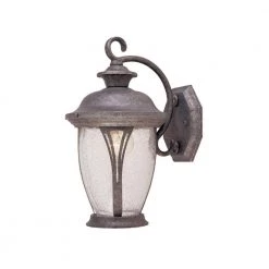 Westchester 12.75 in. Rustic Silver 1-Light Outdoor Wall Lamp with Clear Seedy Glass Shade by Designers Fountain