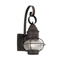 Nantucket 18.25 in. Rustique 1-Light Outdoor Wall Lamp with Clear Seedy Glass Shade by Designers Fountain