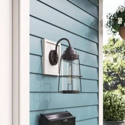 Marin 16 in. Rustique 1-Light Outdoor Wall Lamp with Clear Seedy Glass Shade by Designers Fountain -Designers Fountain Shop rustique designers fountain outdoor sconces d219m 7ow rt 4f 1000