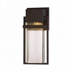 Fairbanks 15 in. Rustique LED Outdoor Wall Lamp with Clear Seedy Glass Shade by Designers Fountain
