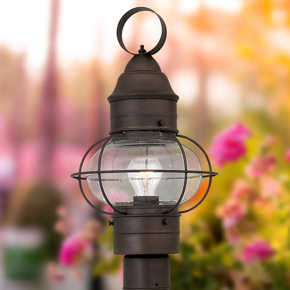 Nantucket 19 in. Rustique 1-Light Outdoor Post Lamp with Clear Seedy Glass Shade by Designers Fountain 4 Nantucket 19 in. Rustique 1-Light Outdoor Post Lamp with Clear Seedy Glass Shade by Designers Fountain - Image 2