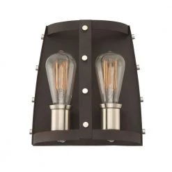 9.5 in. Presidio 2-Light Rustique Industrial Wall Mount Sconce Light by Designers Fountain