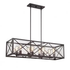 High Line 8-Light Satin Bronze Interior Incandescent Island Pendant by Designers Fountain