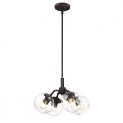 Meridian 4-Light Satin Bronze Interior Convertible Pendant Semi-Flushmount by Designers Fountain