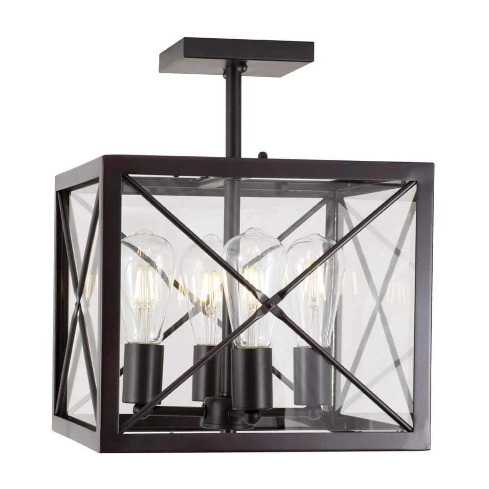 14 in. High Line 4-Light Satin Bronze Interior Incandescent Ceiling Light Semi Flush Mount by Designers Fountain 5 14 in. High Line 4-Light Satin Bronze Interior Incandescent Ceiling Light Semi Flush Mount by Designers Fountain - Image 3