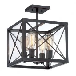 14 in. High Line 4-Light Satin Bronze Interior Incandescent Ceiling Light Semi Flush Mount by Designers Fountain