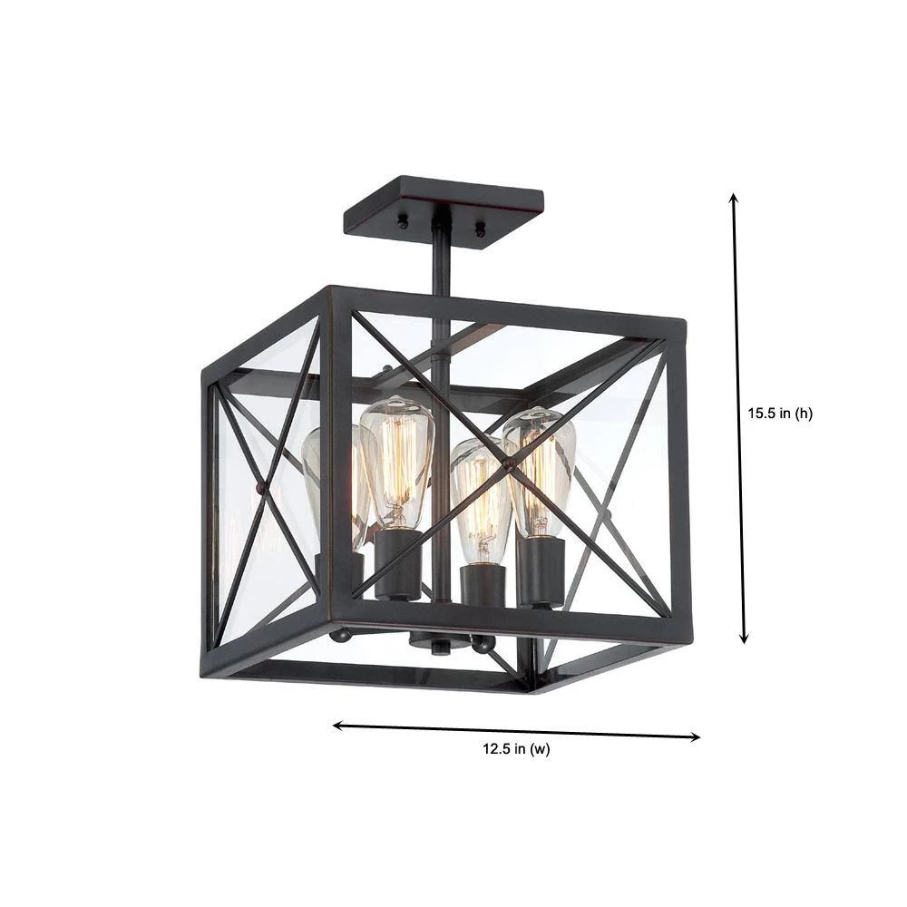 14 in. High Line 4-Light Satin Bronze Interior Incandescent Ceiling Light Semi Flush Mount by Designers Fountain 9 14 in. High Line 4-Light Satin Bronze Interior Incandescent Ceiling Light Semi Flush Mount by Designers Fountain - Image 7