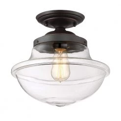 12 in. Foundry 1 -Light Satin Bronze Ceiling Light Semi Flush Mount by Designers Fountain