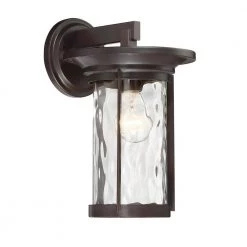 Brookline 12.5 in. Satin Bronze 1-Light Outdoor Wall Lamp with Clear Water Glass Shade by Designers Fountain