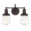 15.25 in. Taylor 3-Light Satin Bronze Industrial Bathroom Vanity Light with Clear Glass Shades by Designers Fountain
