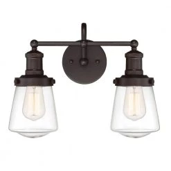 15.25 in. Taylor 3-Light Satin Bronze Industrial Bathroom Vanity Light with Clear Glass Shades by Designers Fountain