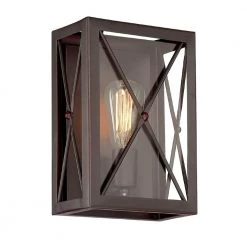 7.5 in. High Line 1-Light Satin Bronze Industrial Wall Mount Sconce Light with Clear Glass Shade by Designers Fountain