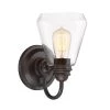 6 in. Foundry 1-Light Satin Bronze Industrial Wall Mount Sconce Light with Clear Glass Shade by Designers Fountain -Designers Fountain Shop satin bronze designers fountain wall sconces 90201 sb 64 1000