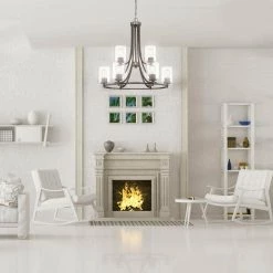 Liam 9-Light Satin Copper Bronze Chandelier with Clear Glass Shade by Designers Fountain -Designers Fountain Shop satin copper bronze 1 designers fountain chandeliers 93089 scb 40 1000