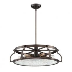 Eaton 6-Light Satin Copper Bronze Chandelier with Clear Water Glass Shade by Designers Fountain
