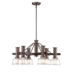 Carson 6-Light Satin Copper Bronze Chandelier with Clear Glass Shades by Designers Fountain