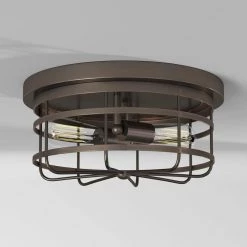 13 in. Anson 2-Light Satin Copper Bronze Interior Ceiling Light Flush Mount by Designers Fountain -Designers Fountain Shop satin copper bronze designers fountain flush mount lights 1264 scb 4f 1000