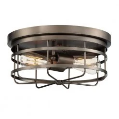 13 in. Anson 2-Light Satin Copper Bronze Interior Ceiling Light Flush Mount by Designers Fountain