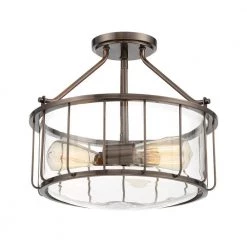 14.5 in. Anson 2-Light Satin Copper Bronze Interior Ceiling Light Semi Flush Mount by Designers Fountain
