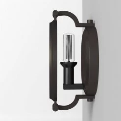 7 in. Eaton 1-Light Satin Copper Bronze Industrial Wall Mount Sconce Light with Clear Water Glass Shade by Designers Fountain 21 7 in. Eaton 1-Light Satin Copper Bronze Industrial Wall Mount Sconce Light with Clear Water Glass Shade by Designers Fountain -Designers Fountain Shop satin copper bronze designers fountain vanity lighting 92101 scb 1f 1000