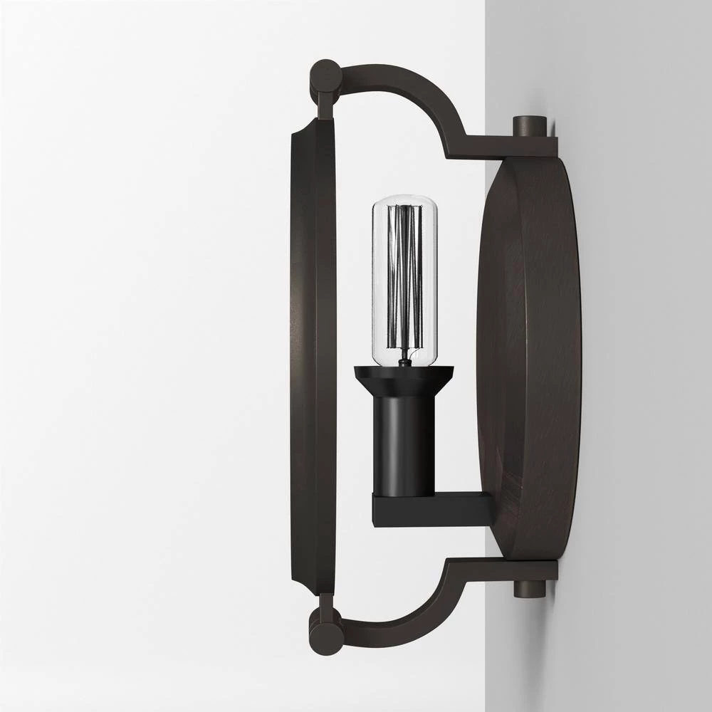 7 in. Eaton 1-Light Satin Copper Bronze Industrial Wall Mount Sconce Light with Clear Water Glass Shade by Designers Fountain 11 7 in. Eaton 1-Light Satin Copper Bronze Industrial Wall Mount Sconce Light with Clear Water Glass Shade by Designers Fountain - Image 9