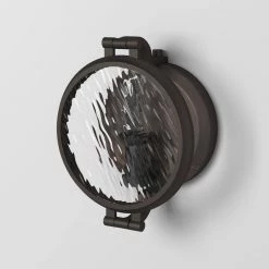 7 in. Eaton 1-Light Satin Copper Bronze Industrial Wall Mount Sconce Light with Clear Water Glass Shade by Designers Fountain 18 7 in. Eaton 1-Light Satin Copper Bronze Industrial Wall Mount Sconce Light with Clear Water Glass Shade by Designers Fountain -Designers Fountain Shop satin copper bronze designers fountain vanity lighting 92101 scb 77 1000