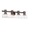 29.25 in. Carson 4-Light Satin Copper Bronze Farmhouse Bathroom Vanity Light with Clear Glass Shades by Designers Fountain