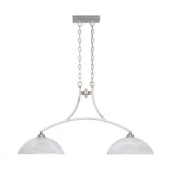 Tackwood 2-Light Satin Platinum Hanging Island Light by Designers Fountain