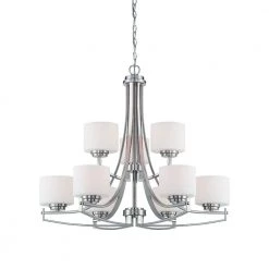 Axel 9-Light Satin Platinum Chandelier by Designers Fountain