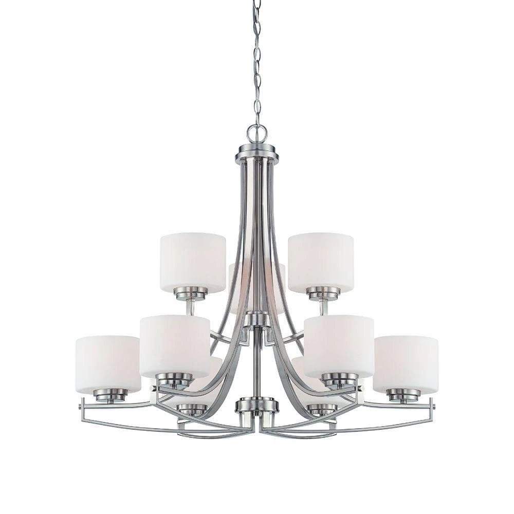 Axel 9-Light Satin Platinum Chandelier by Designers Fountain 3 Axel 9-Light Satin Platinum Chandelier by Designers Fountain