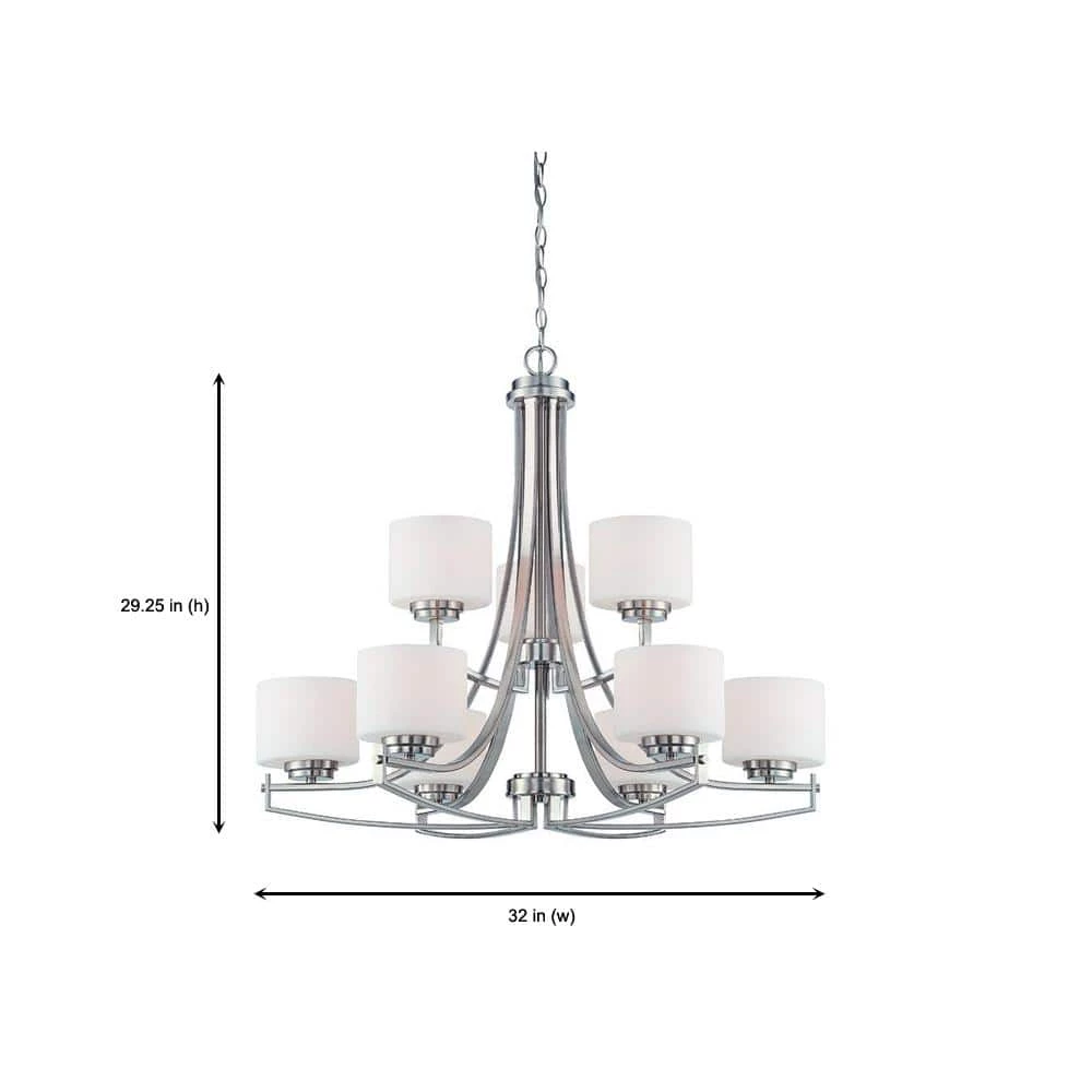 Axel 9-Light Satin Platinum Chandelier by Designers Fountain 6 Axel 9-Light Satin Platinum Chandelier by Designers Fountain - Image 4