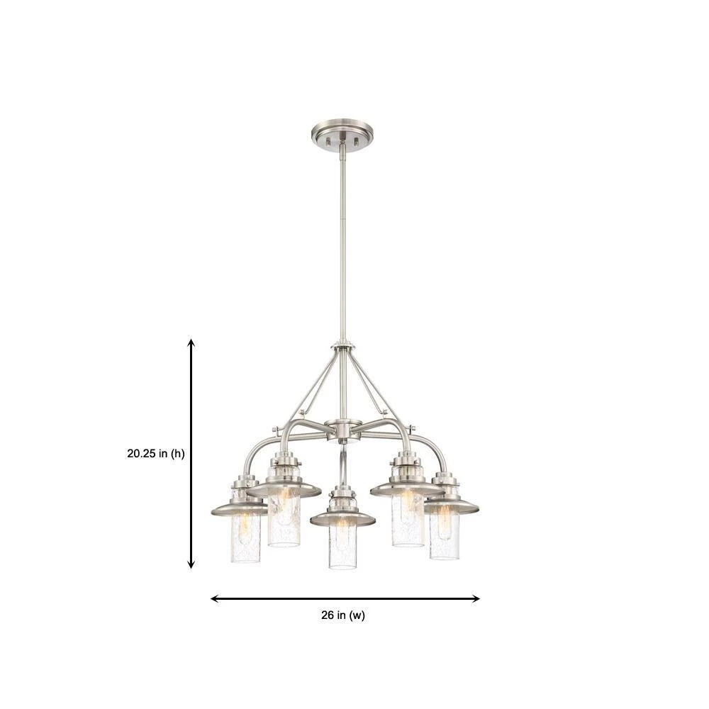 Dover 5-Light Satin Platinum Chandelier with Clear Seedy Glass Shade by Designers Fountain 8 Dover 5-Light Satin Platinum Chandelier with Clear Seedy Glass Shade by Designers Fountain - Image 6
