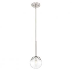 Spyglass 1-Light Satin Platinum Interior Mini Pendant with Clear Glass Shade by Designers Fountain -Designers Fountain Shop satin platinum designers fountain chandeliers 93830 sp 40 1000