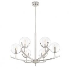 Spyglass 6-Light Satin Platinum Interior Chandelier with Clear Glass Shade by Designers Fountain -Designers Fountain Shop satin platinum designers fountain chandeliers 93886 sp 40 1000