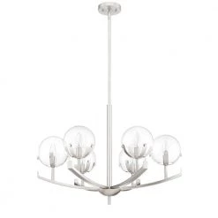 Spyglass 6-Light Satin Platinum Interior Chandelier with Clear Glass Shade by Designers Fountain -Designers Fountain Shop satin platinum designers fountain chandeliers 93886 sp 66 1000