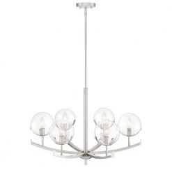 Spyglass 6-Light Satin Platinum Interior Chandelier with Clear Glass Shade by Designers Fountain -Designers Fountain Shop satin platinum designers fountain chandeliers 93886 sp a0 1000