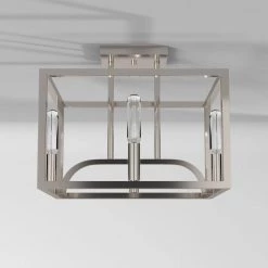 12 in. Uptown 4-Light Satin Platinum Ceiling Light Semi Flush Mount by Designers Fountain 13 12 in. Uptown 4-Light Satin Platinum Ceiling Light Semi Flush Mount by Designers Fountain -Designers Fountain Shop satin platinum designers fountain flush mount lights 88411 sp 1f 1000