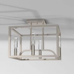 12 in. Uptown 4-Light Satin Platinum Ceiling Light Semi Flush Mount by Designers Fountain 12 12 in. Uptown 4-Light Satin Platinum Ceiling Light Semi Flush Mount by Designers Fountain -Designers Fountain Shop satin platinum designers fountain flush mount lights 88411 sp 4f 1000