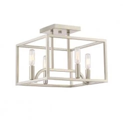 12 in. Uptown 4-Light Satin Platinum Ceiling Light Semi Flush Mount by Designers Fountain