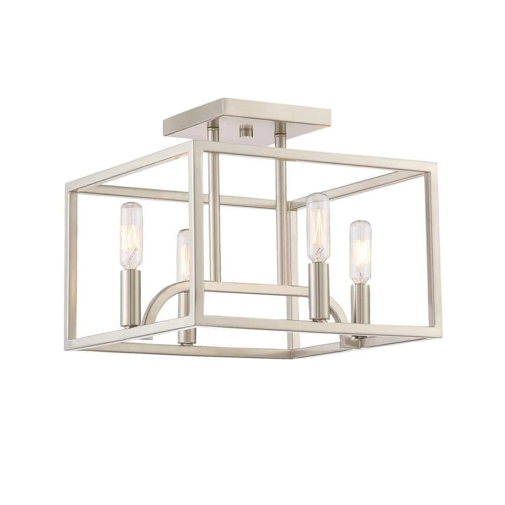 12 in. Uptown 4-Light Satin Platinum Ceiling Light Semi Flush Mount by Designers Fountain 3 12 in. Uptown 4-Light Satin Platinum Ceiling Light Semi Flush Mount by Designers Fountain