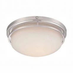 15 in. Ramsey Satin Platinum Interior 2700K CCT LED Ceiling Light Flush Mount by Designers Fountain
